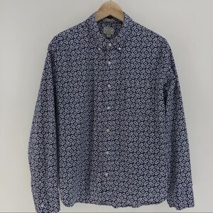 J Crew Secret Wash Organic Cotton Floral Print Shirt Men XL Slim Fit Long Sleeve